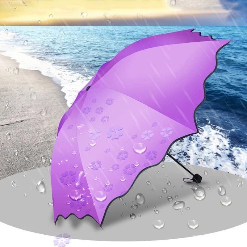 Payung Lipat 3D Portable Payung Hujan Lipat Motif Bunga Umbrella 3D PAYUNG HUJAN ANTI SINAR MATAHARI UV / PAYUNG LIPAT 3D MOTIF