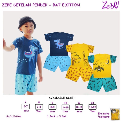 PROMO ZEBE by KAZEL setelan pendek BUNNY / ELEPHANT / SWAN / CAT  BAJU ANAK / BAJU BAYI 6-12 tahun