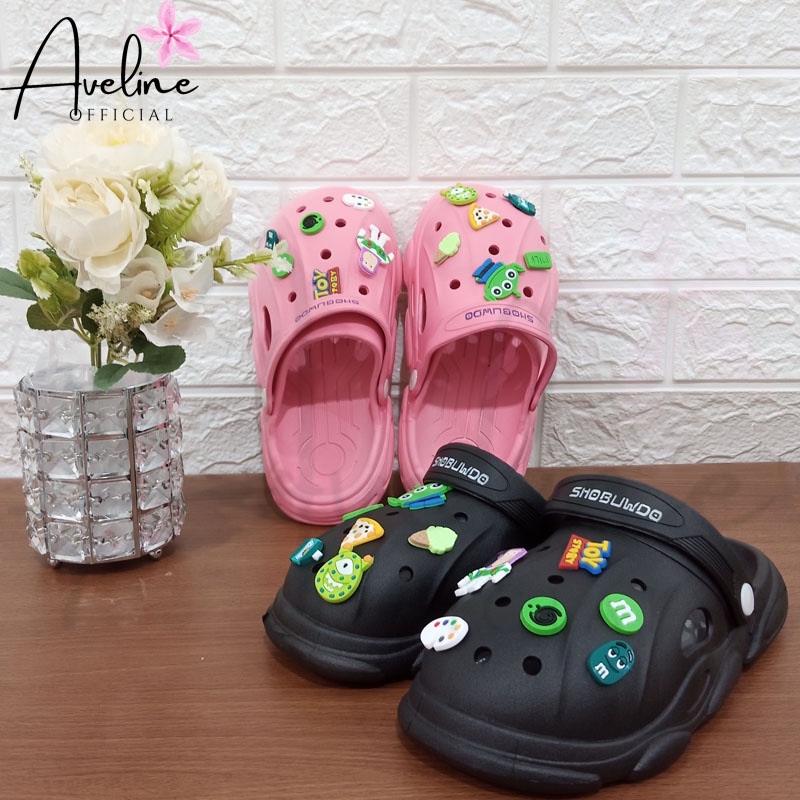 NexXio PROMO Sandal Kodok Slop Wanita Model Toystory Terbaru Import Sandal Crocs Baim Jibbits Toys Unisex + Accesories Import High Quality