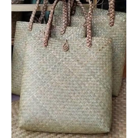 Tas Purun Kotak Tali Eceng Gondok, Tas Anyaman Rotan, Handbag Pandan