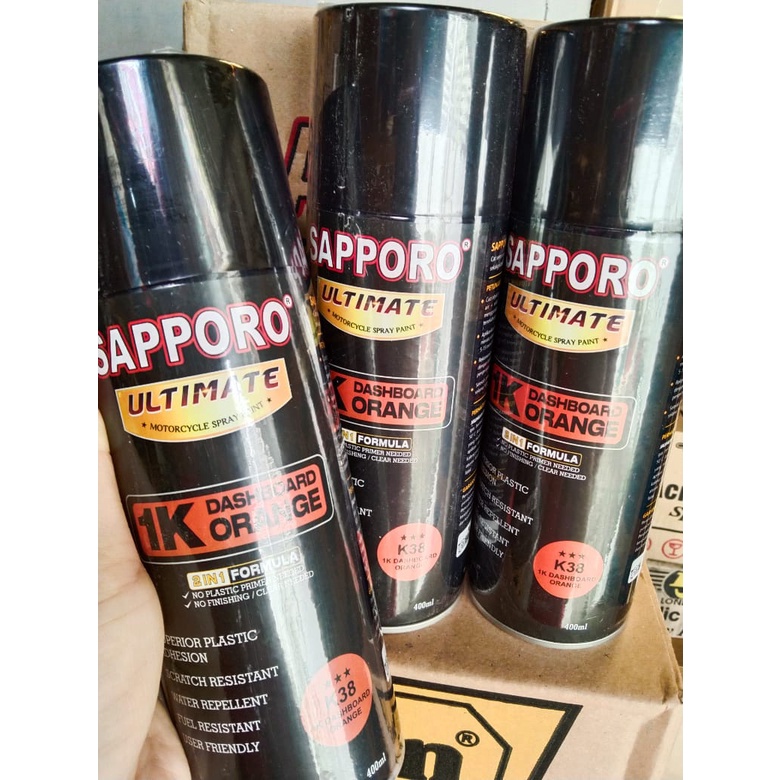 cat spray pilok pilox cat semprot sapporo ultimate saporo ultimate K38 1K K 38 1K dashboard orange cat bodi kasar dashbor motor mobil