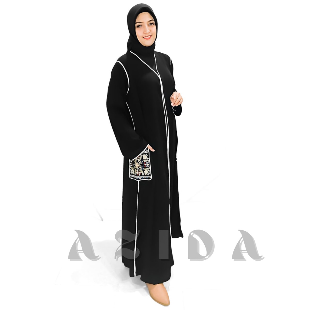 NEW Abaya Gamis Saudi Abaya List Tangan Abaya Hitam Jetblack Dress Arab Saudi Bordir
