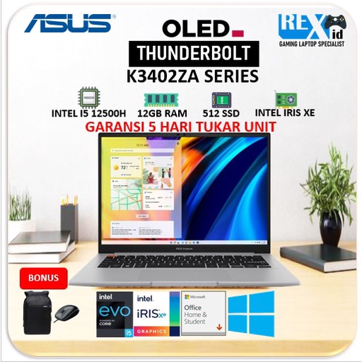 ASUS VIVOBOOK K3402ZA THUNDERBOLT OLED EVO I5 12500H 512SSD 12GB INTEL IRISXE W11+OHS