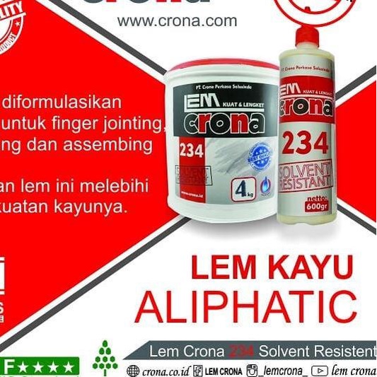 

Lem Crona 234 SR Lem Kayu * ALIPHATIC WOOD GLUE (4 KG)
