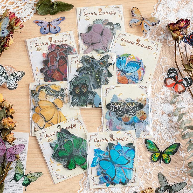 

PVC Journal Sticker butterfly Kupu-kupu scrapbook decoration sticker diari 1pack40pc