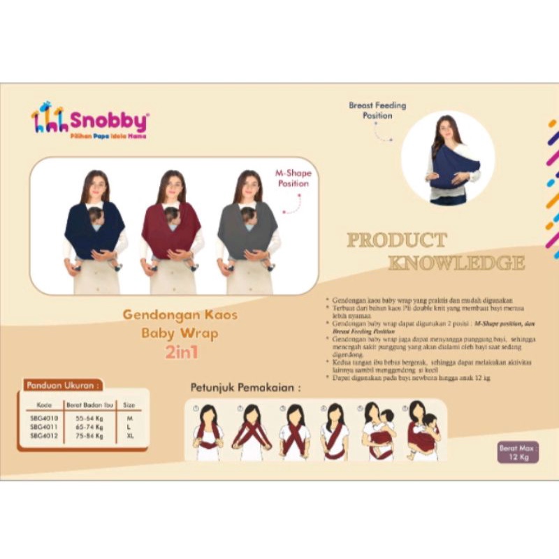 Snobby Gendongan Kaos Baby Wrap/Gendong Geos 2in1
