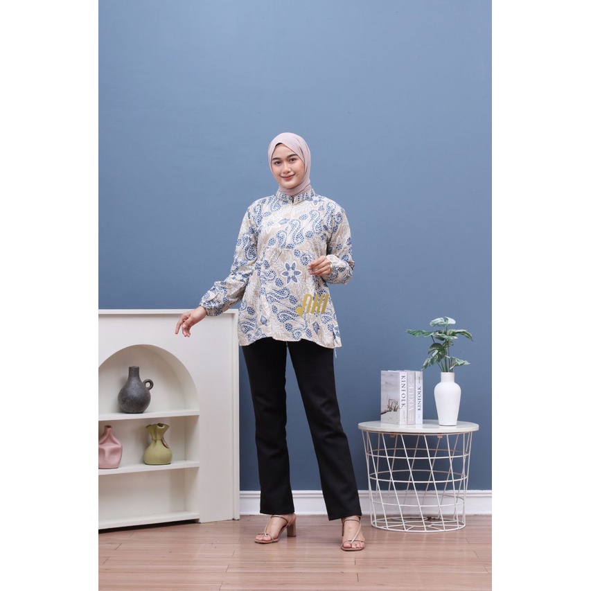 Baju Batik Wanita Modern Atasan Blouse Batik Kerja Kantor Wanita Seragam Batik Pekalongan M L XL XXL