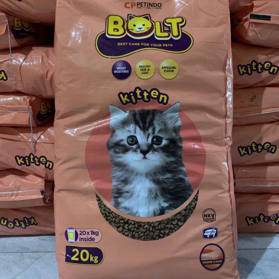 EXPEDISI Makanan Kucing Bolt Kitten Salmon Flavour Kemasan 20KG