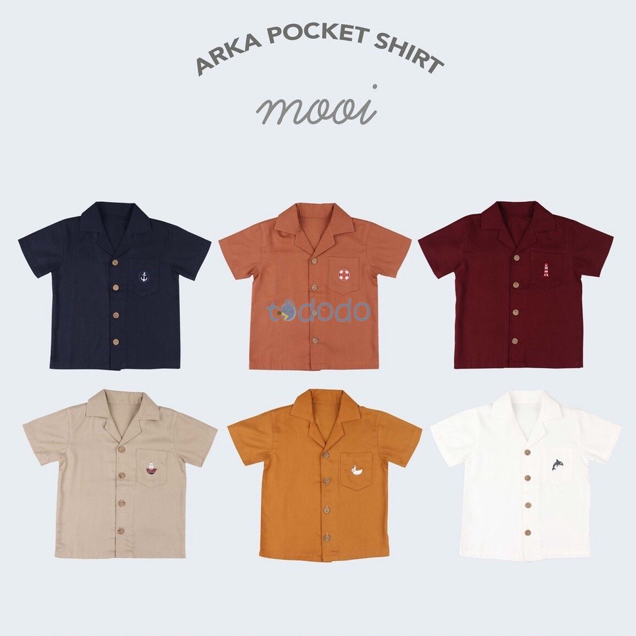 Baju Kemeja Atasan Anak Laki Laki  Lengan Pendek Mooi Arka Pocket Shirt 1-6 Tahun