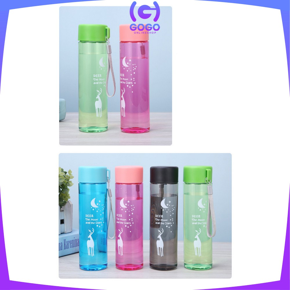 GOGO-C709 Botol Minum Portable 450ML Motif Karater Binatang Rusa / Tumbler Botol Air Minum Sport Travel Anak Sekolah