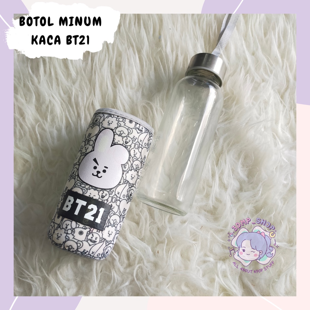 Botol minum kaca sarung bt21 koya cooky twice seventeen blackpink