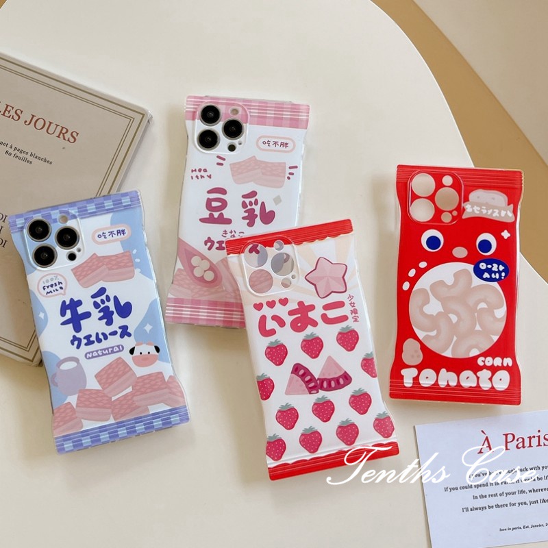 Samsung A54 A04e A04s A13 A23 A53 A22 A32 A03s M23 A52 A12 A50 A50s A30s Motif Susu Kedelai Tas Snack Casing Ponsel Soft Tpu Cover