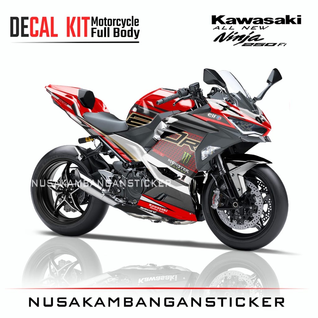 STIKER DECAL SEPEDA MOTOR KAWASAKI NINJA 250 FI ALL NEW FULL BODY WSBK MERAH GRAFIS RACING TEAM STIC