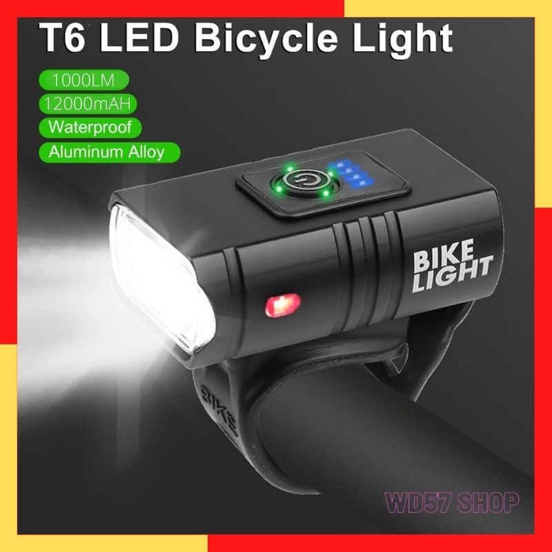 Lampu Senter Sepeda Depan Cahaya LED Terang Waterproof Bike Light Sepedah Gunung Ontel Onthel Isi Da