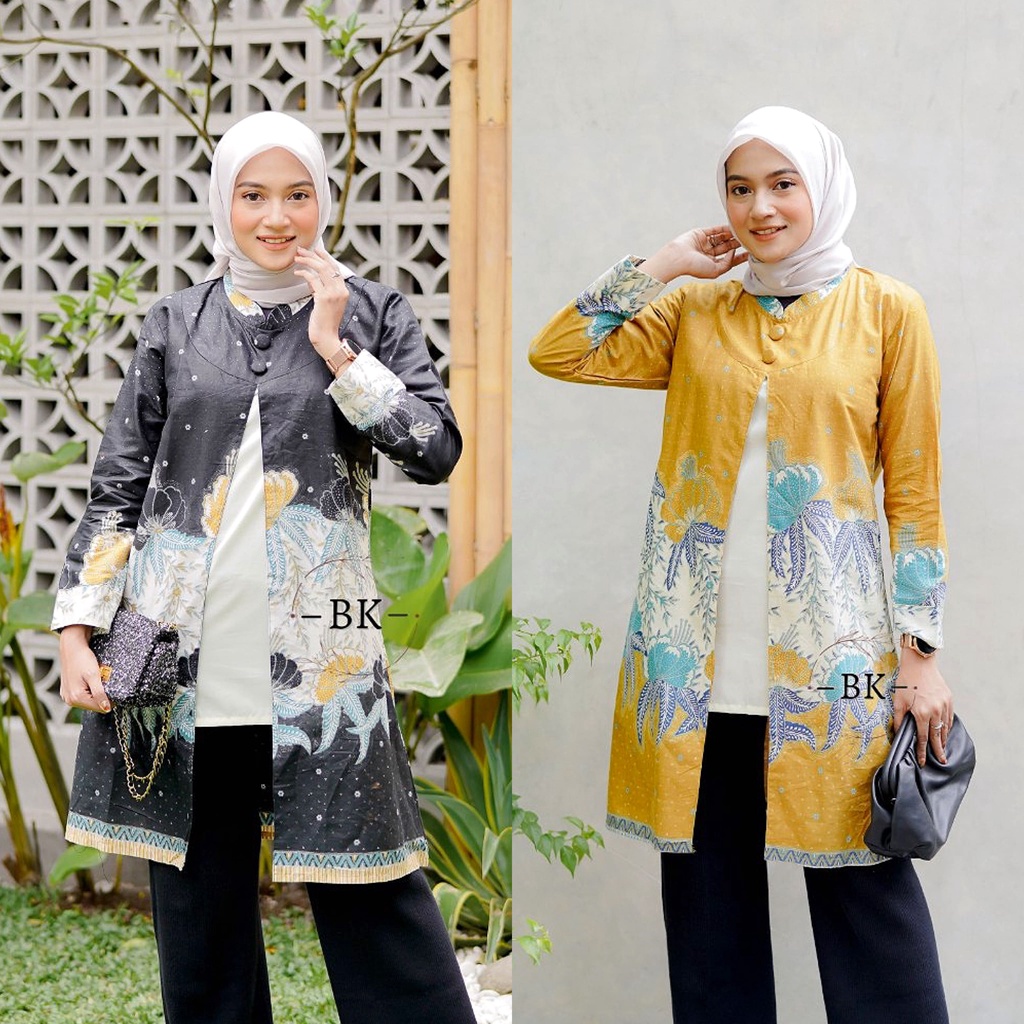 Tunik Batik Wanita Modern Atasan Batik Kerja Wanita Kantor M L XL XXL Jumbo