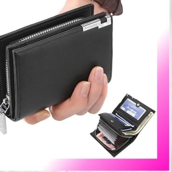 TMALL - Dompet Baellerry Pria Kulit Panjang Kartu Lipat Impor D025 - Abu-abu
