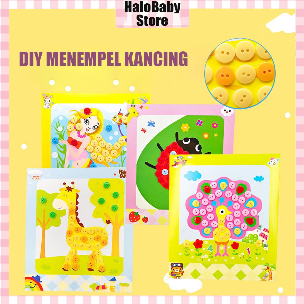 Halo Baby DIY menempel kancing/painting button sticker kancing sticker kancing