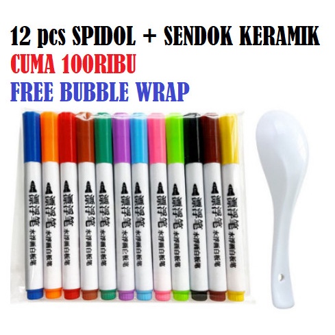 

[COD] 10pcs Spidol Ajaib Menggambar Dalam Air IMPORT PROMO - 12pcs+sendok