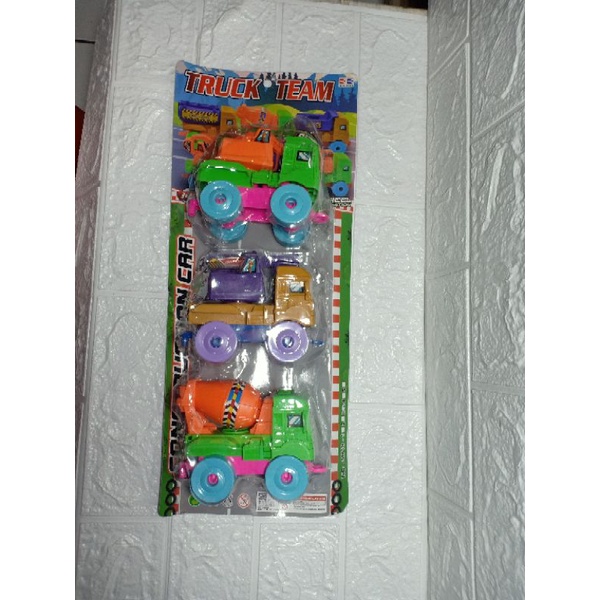 Mainan Anak Mobil Truck Warna warni isi 3pcs Model DIY