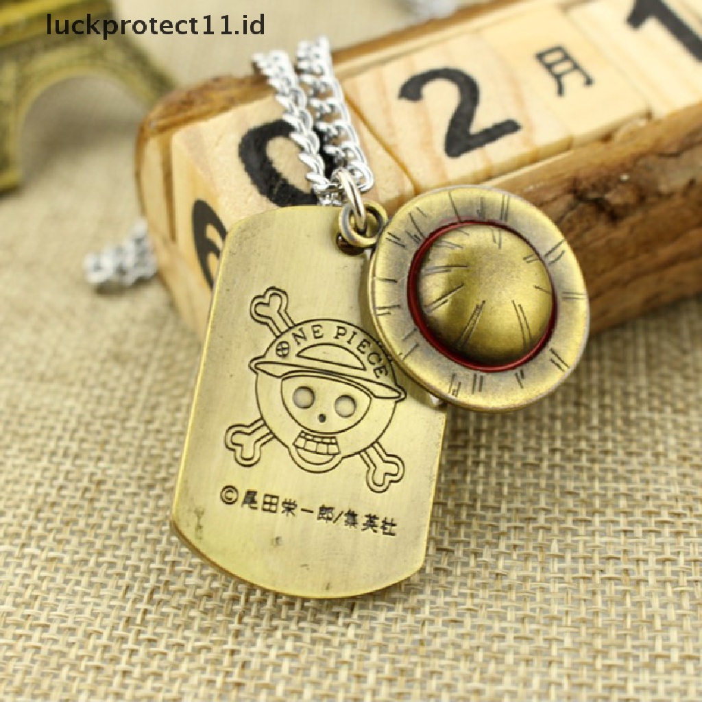 1 Pc Kalung Liontin Anime One Piece Luffy Jerami Topi Dan Skull Logo Anjing