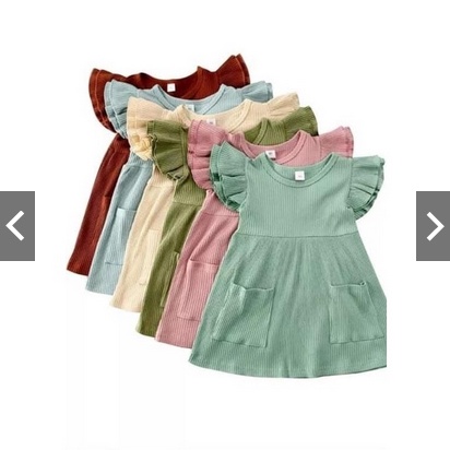 DRESS ANAK TANGAN RUFFLE GIRLY / SET GIRLY BAHAN RIB