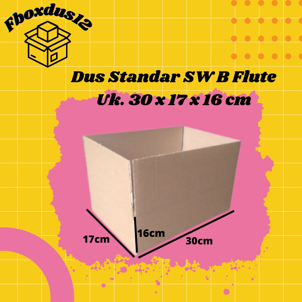 

Kardus Dus Packaging Box Kemasan Baru Polos B flute uk. 30x17x16cm ( MINIMAL ORDER 5 PCS )