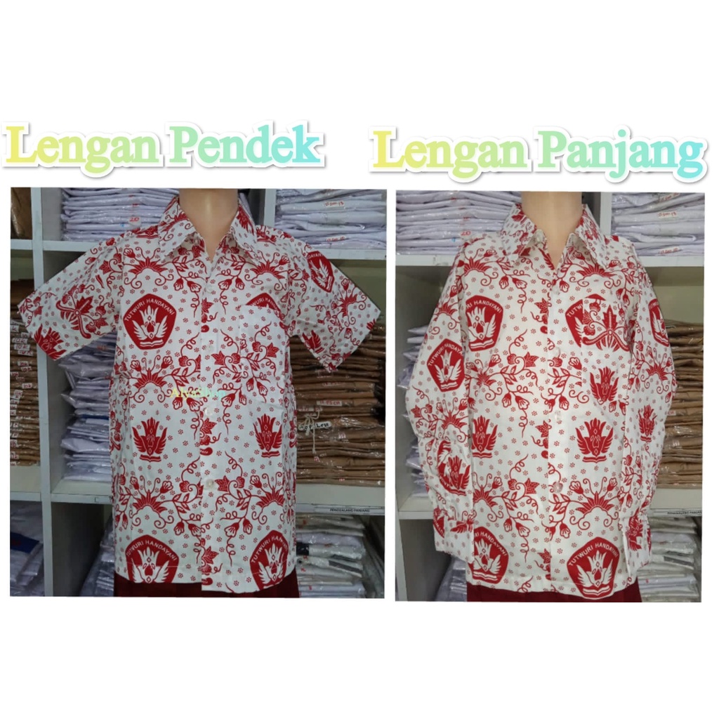 Baju Batik Merah Putih TUTWURI HANDAYANI | Batik sekolah Lengan Pendek dan Panjang | Baju Batik Merah Putih Merk KARINA | Batik Sekolah Laki2 dan Perempuan