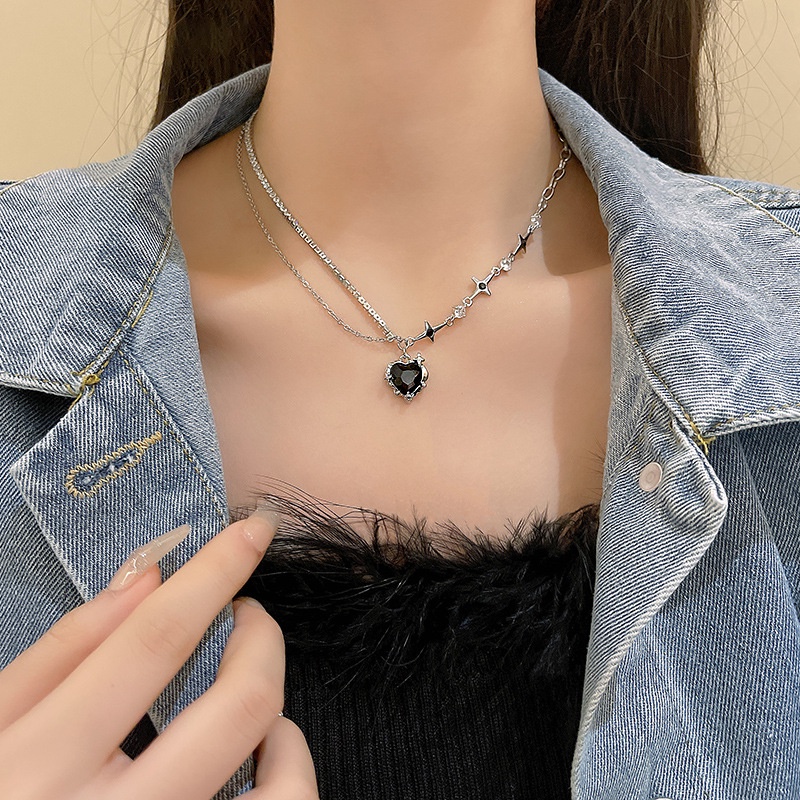 Kalung Choker Bahan Titanium steel Model Double layer Untuk Wanita