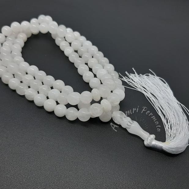 Tasbih Batu Giok Putih Asli 99 Butir - White Jade Original