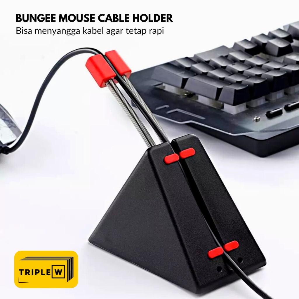 Triple W Bungee Mouse Cable Holder Penyanggah Kabel Klip Game Gaming