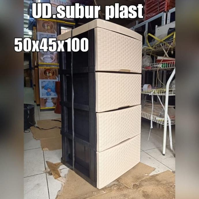 

LEMARI PLASTIK / LACI PLASTIK / LEMARI PAKAIAN ROTAN SUSUN 4 stock ready