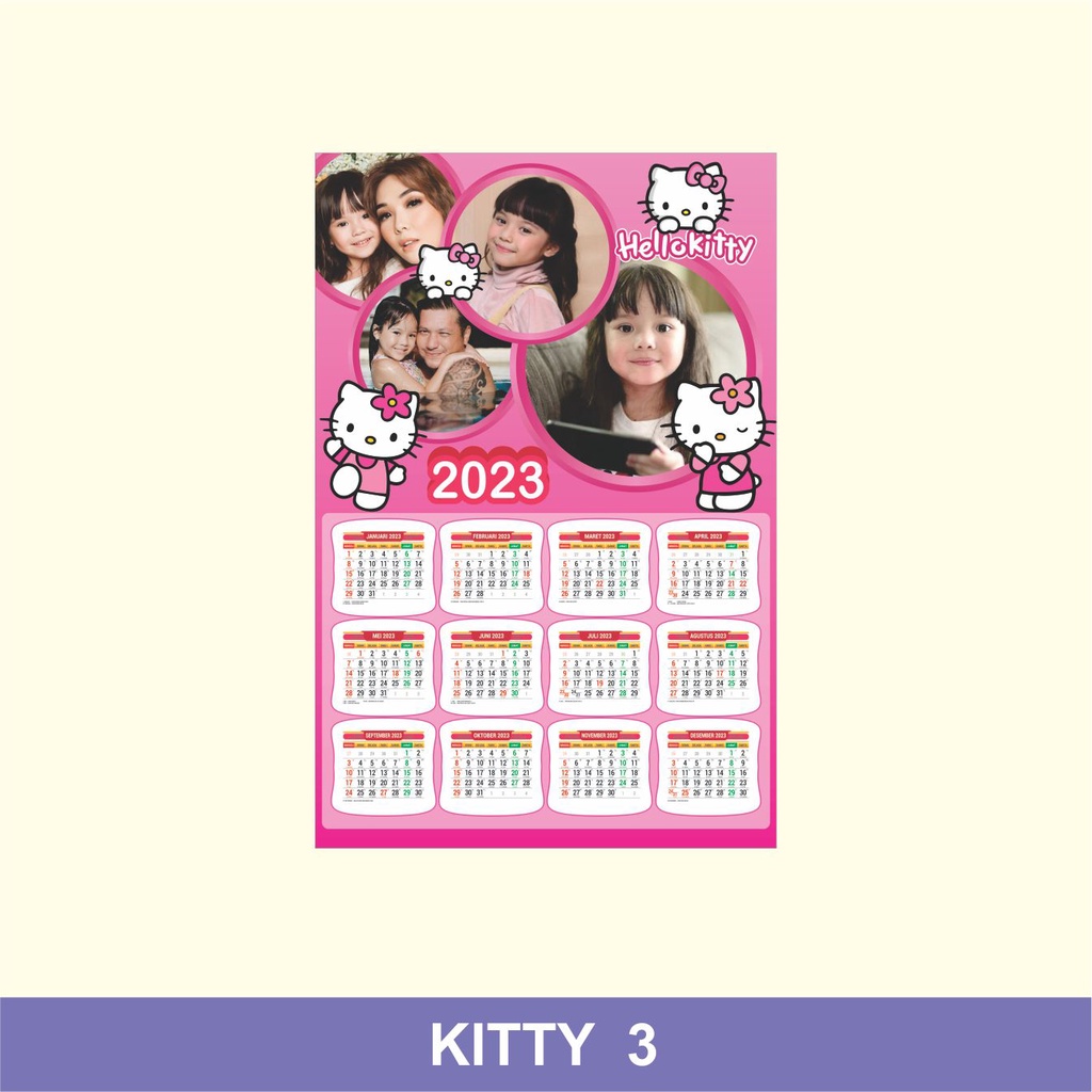 

cetak kalender 2023 karakter kartun bisa tambah foto