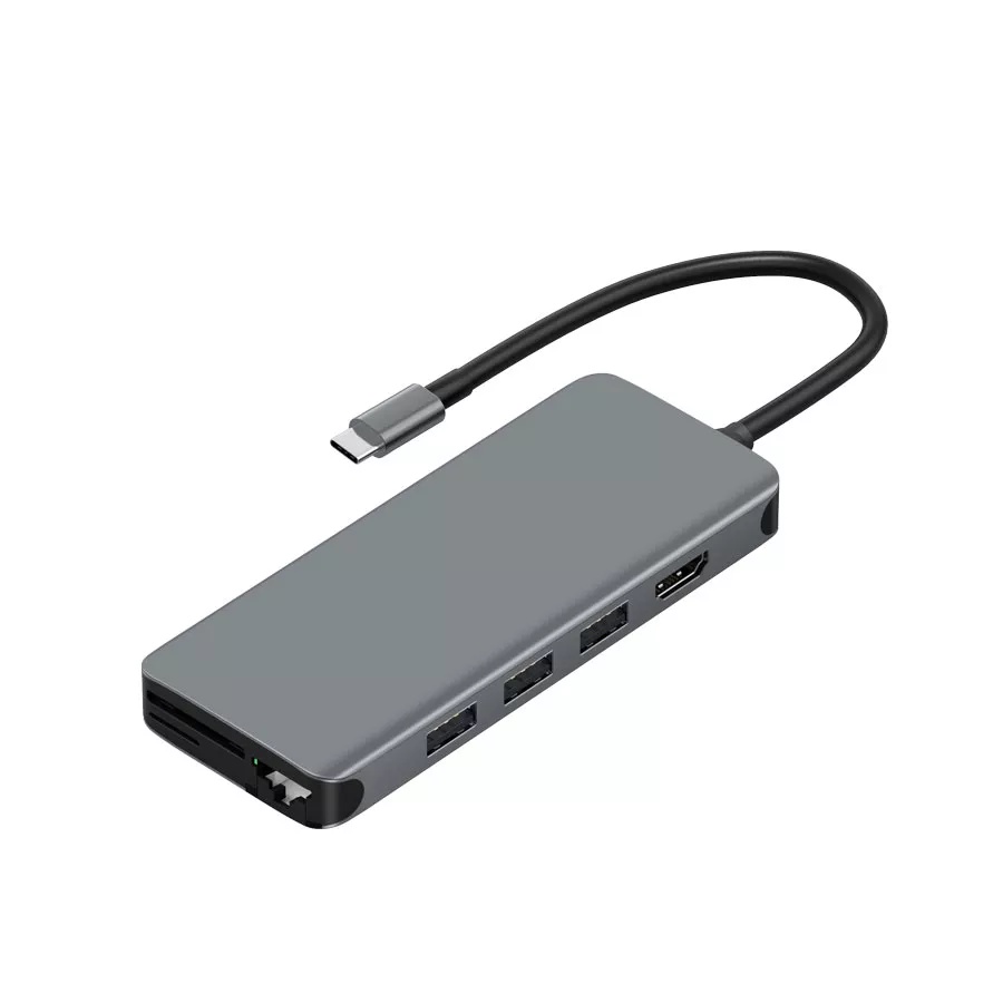 WIWU ALPHA 12 in 1 USB C to USB 3.0 HUB / HDMI / SD / TF / RJ45 / JACK / TYPE-C / MULTI PORTS