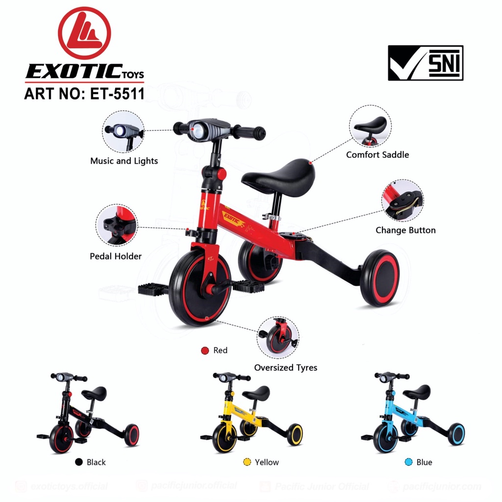EXOTIC ET 709  ET 5511 Sepeda Anak Roda Tiga Tricycle ET709 ET5511