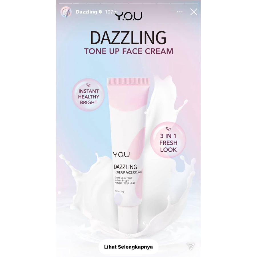 YOU Dazzling Tone Up Face Cream (Efek Cerah Seketika)