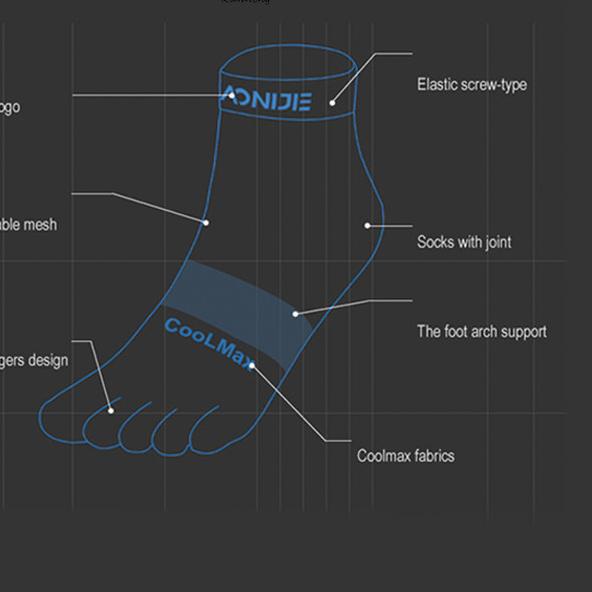 Aonijie E4109S Running Toe Socks - Kaos kaki Jari Lari Sepeda - GRAY - S
