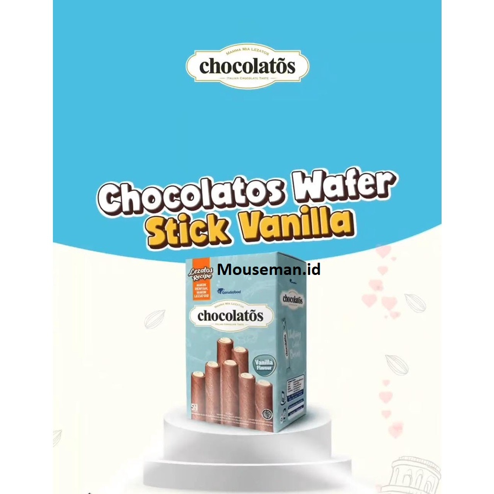 

1 PCS Stick Chocolatos VANILLA / Wafer Roll Rasa COKELAT VANILA 14gr