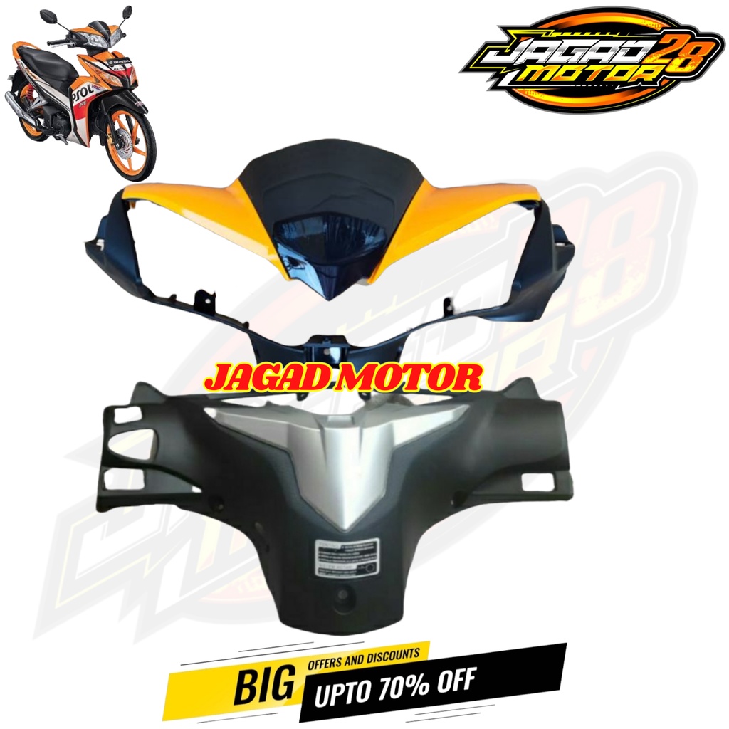 Batok Kepala Depan Belakang Honda Blade New Set Visor Oren / Batok Kepala Totok Depan Belakang Honda Blade New Set Visor Oren Orange / Batok Kepala Depan Belakang Honda Blade New Oren Orange / Batok Kepala Totok Depan Belakang Honda Blade New Oren Orange