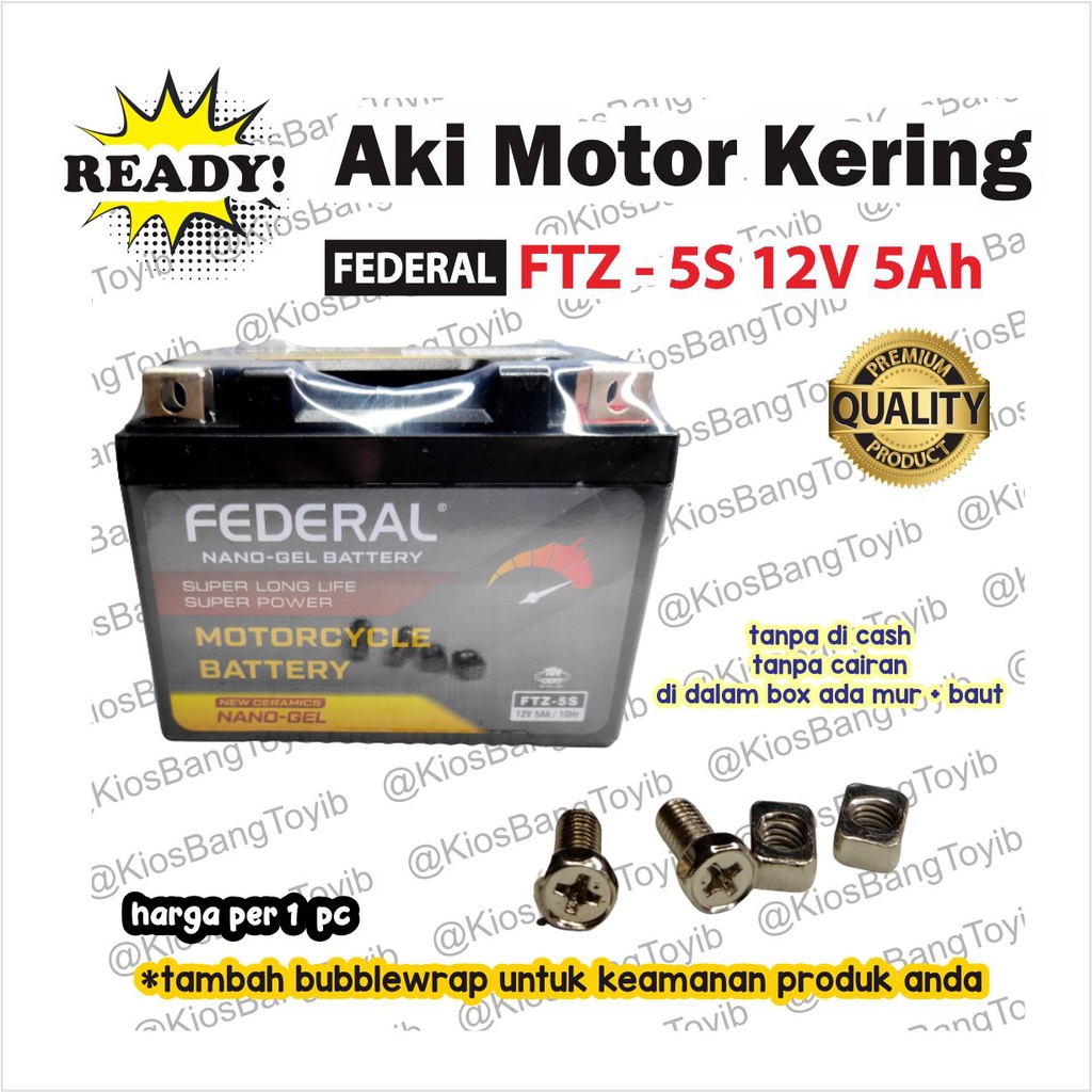 Aki Kering MATIC FTZ 5S 12V 5aH Beat Vario Scoopy Karisma Supra |FED-H