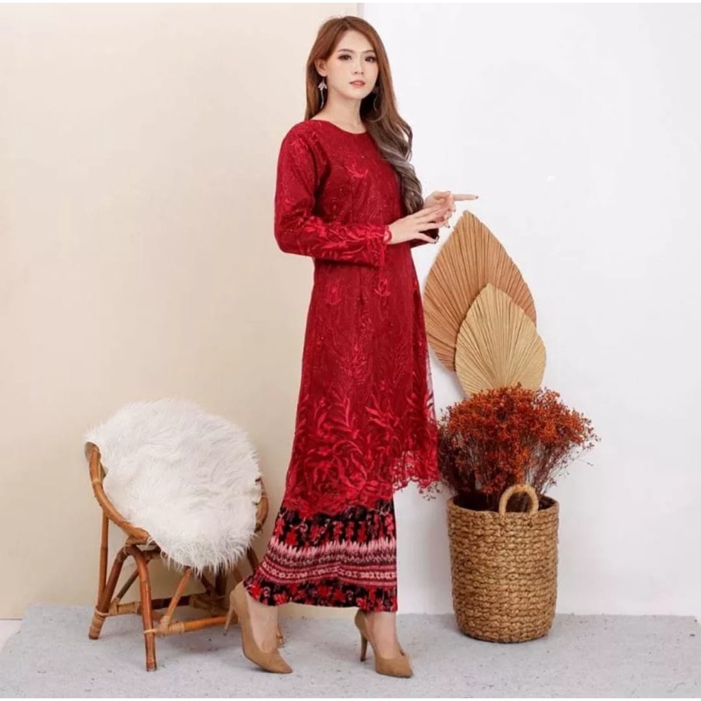 Ready Setelan Tunik Pesta Modern//Kebaya dan Rok Pilisket//Kebaya Pesta//Kebaya Tille//Kebaya Termurah//Kebaya wisuda//Pakaian wanita//kebaya