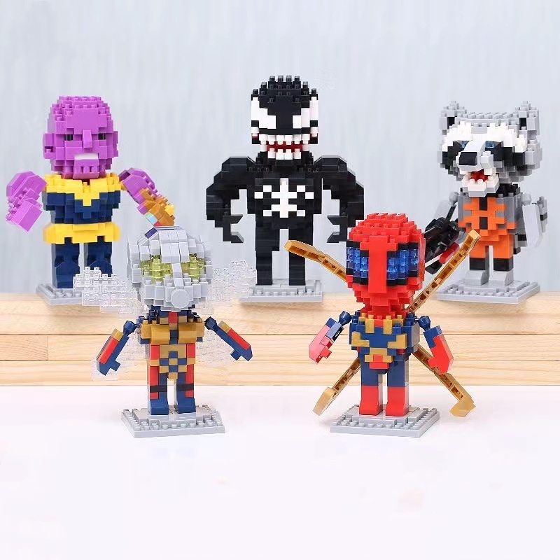 Mainan Balok Bangunan Partikel Mini Model Avengers Heroes Spiderman Iron Man Ant-Man Venom Other Untuk Hadiah Anak Laki-Laki