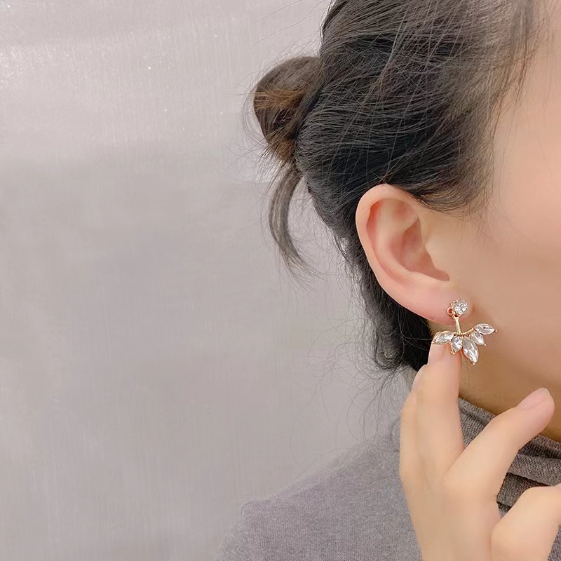 [COD] Anting Berlian Paduan Aster Dengan Anting Daun Berlian /Anting Versi Korea Daun Berlian Wanita