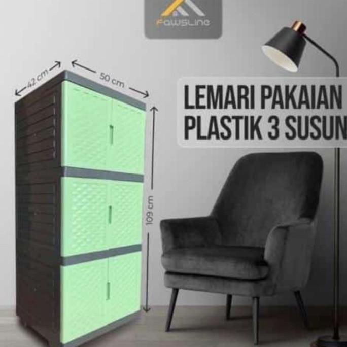 

lemari plastik 3susun/lemari pakaian stock ready