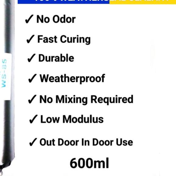 

Lem Silikon Sosis/Lem Silicone Sealant ELLPRO WS-85 Weatherseal 600ml - L.Grey/Abu Muda