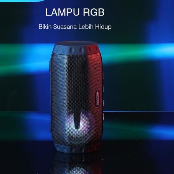 ACOME Bluetooth Speaker 5.0 A3 TWS 8W Super Bass Hi-Fi RGB LED - Abu-abu