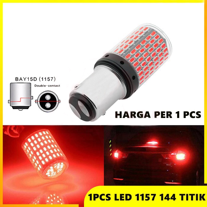 (Harga untuk satu set isi 2, dijual per box) LAMPU LED 144 POINT SMD EYES SOCKET 1157 BAY15D BRAKE LIGHT NON-KEDIP 12-24V