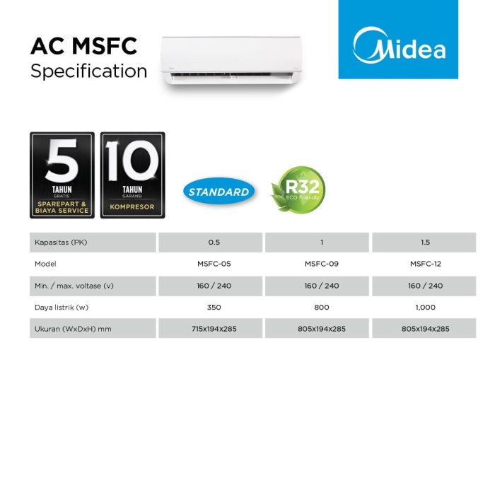 MIDEA AC SPLIT MSFC 09 R32 1 PK MSFC-09CRN1