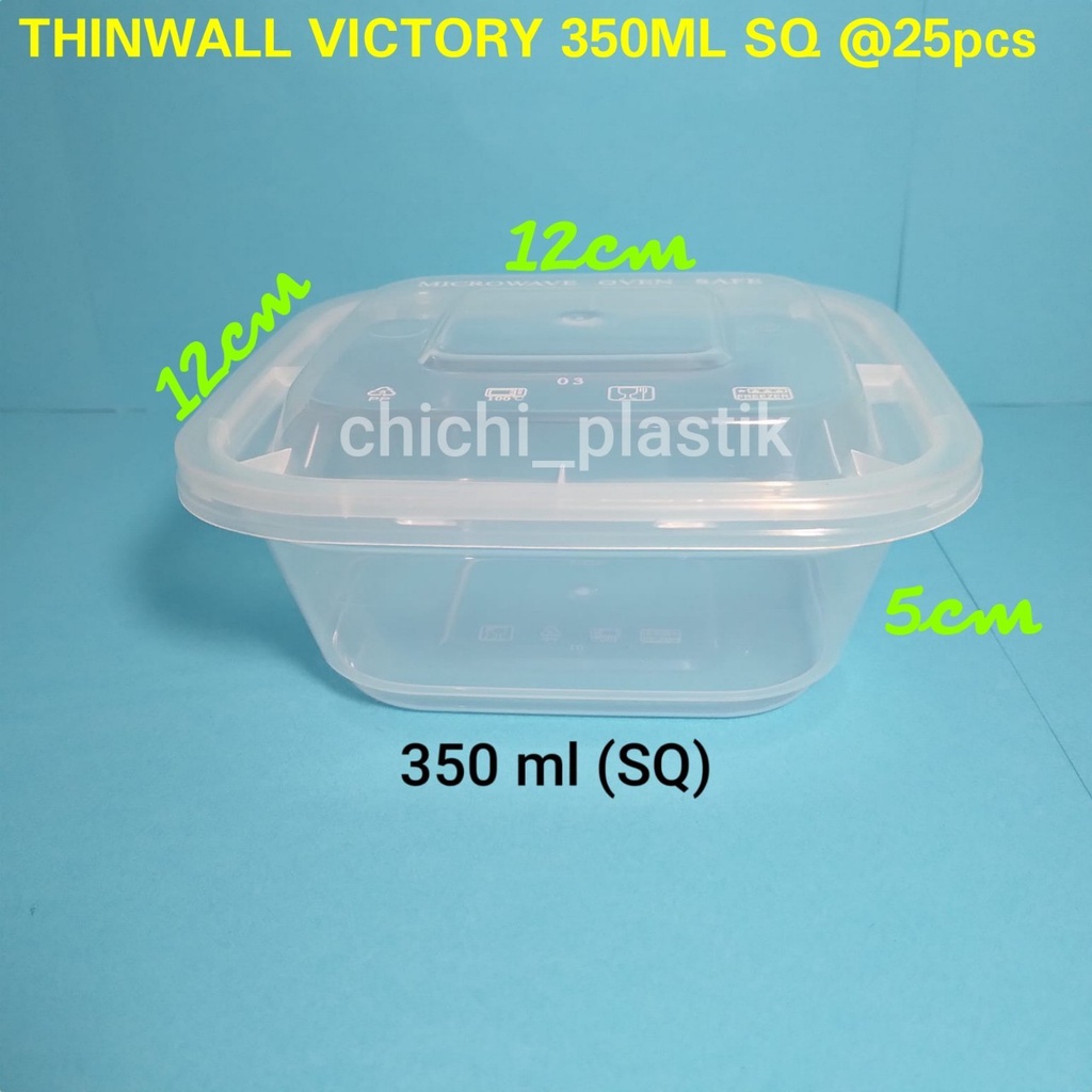 Thinwall food container 350ml kotak SQ/ Cup salad 350ml / Cup puding / Dessert box /