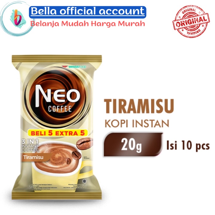 

kopi NEO Coffee Tiramisu Caramel Machiato Moccachino 20 gr x 10 sachet - Tiramisu