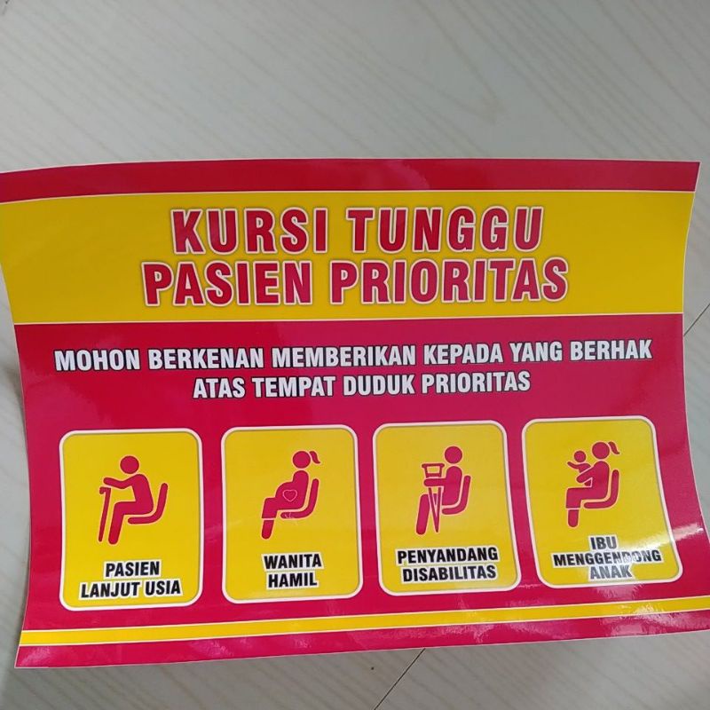 Stiker Kursi Tunggu Pasien Prioritas / Stiker Kursi Ibu Hamil atau Lansia
